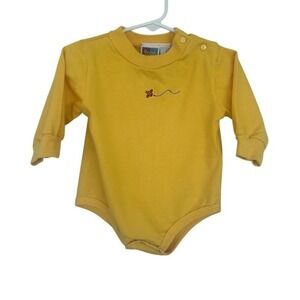 VTG Y2K Disney Pooh 100 Acre Collection Yellow Long Sleeve Romper Bee Embroidery